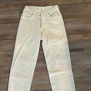 Agolde V-Waist Baggy Straight Leg Jeans- Scone Khaki, Size 27